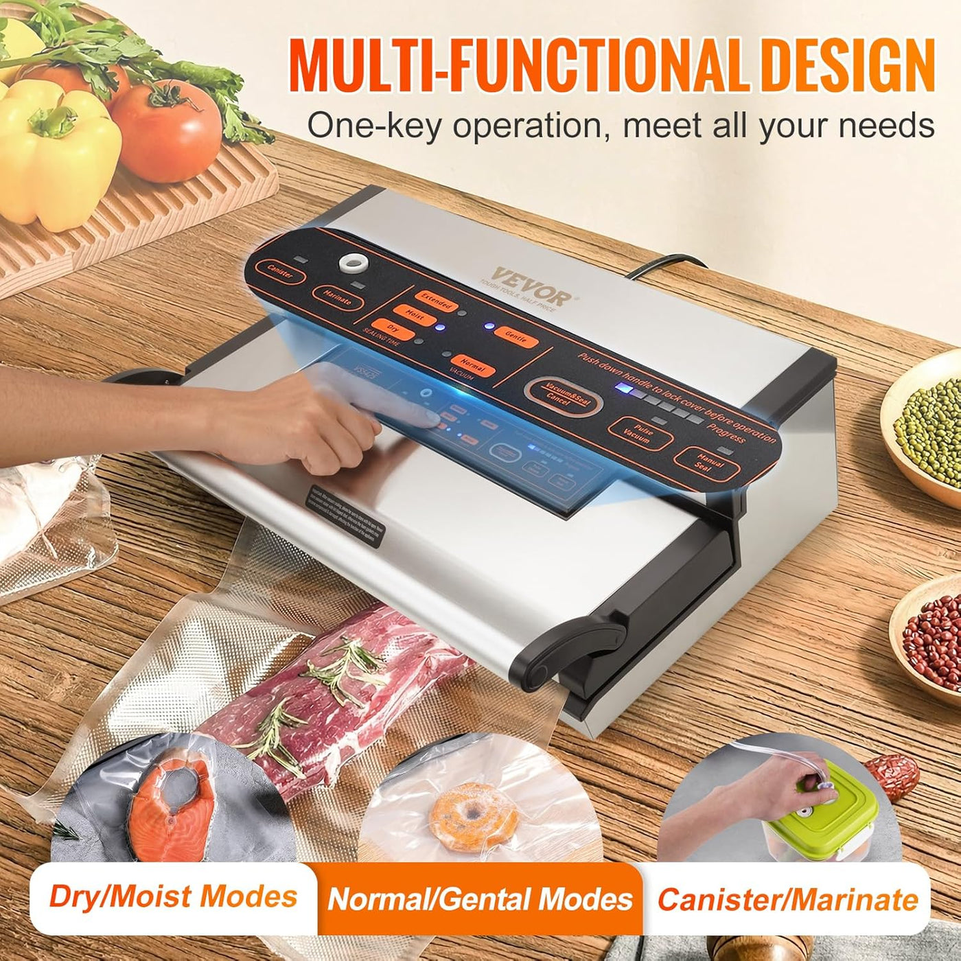 VEVOR Vacuum Sealer Machine, 95Kpa 350W Powerful Dual Pump and Dual Sealing - $195