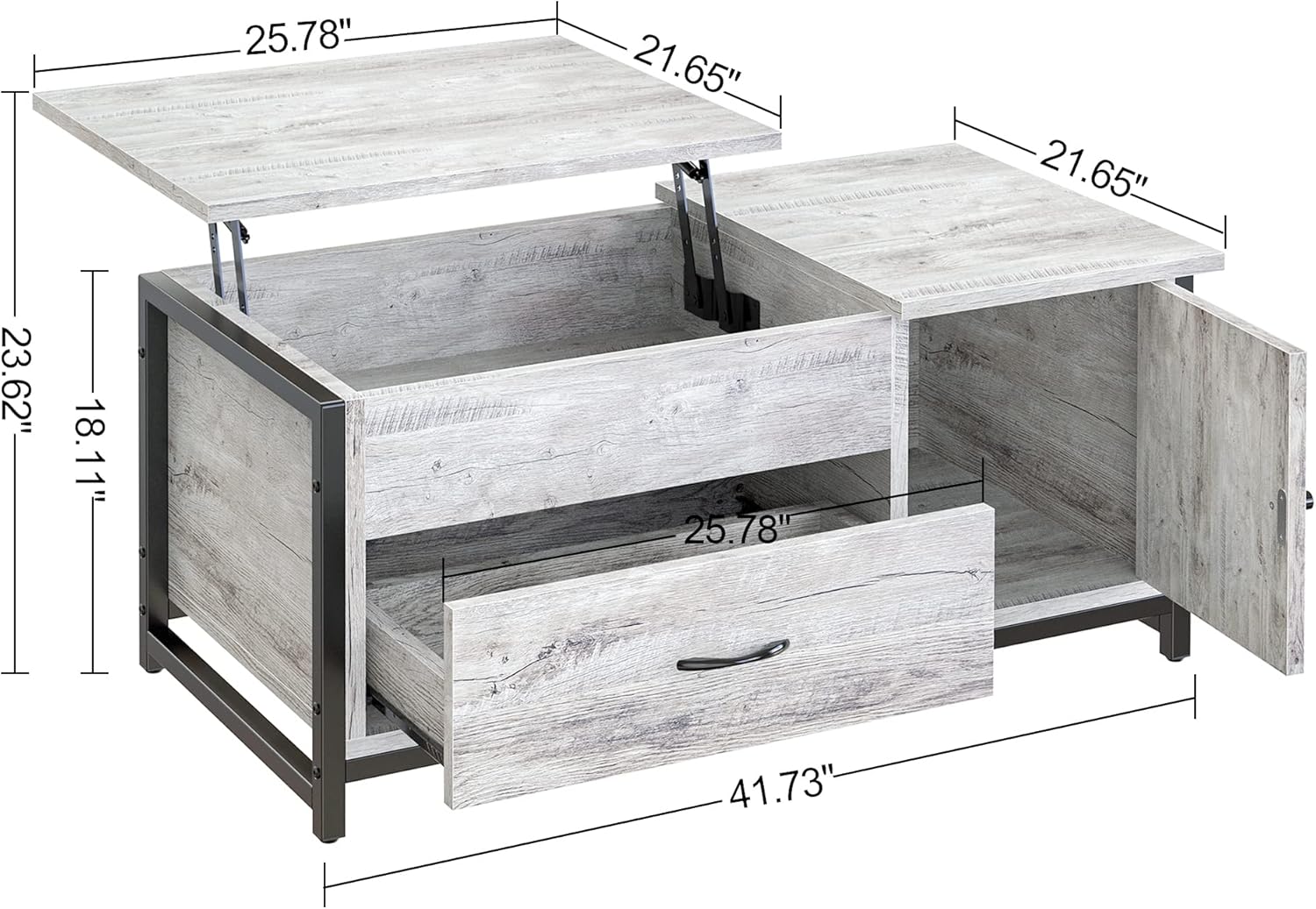 FABATO 41.7" Lift Top Coffee Table with Storage Drawer& Hidden Compartment - $60