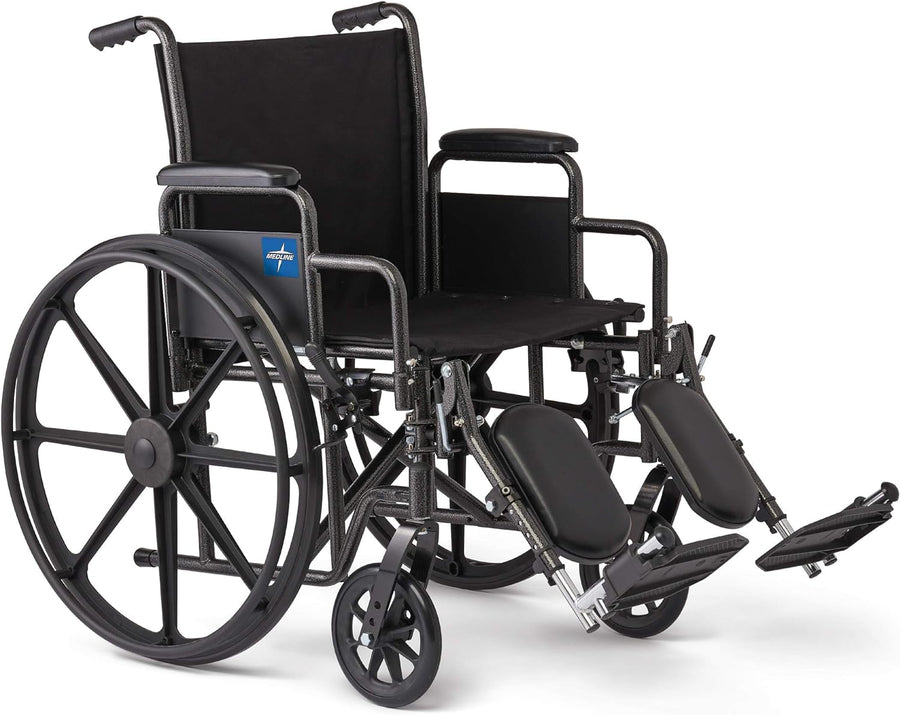 Medline Durable Steel Wheelchair with Flip-Back Desk-Length Arms, Black - $120