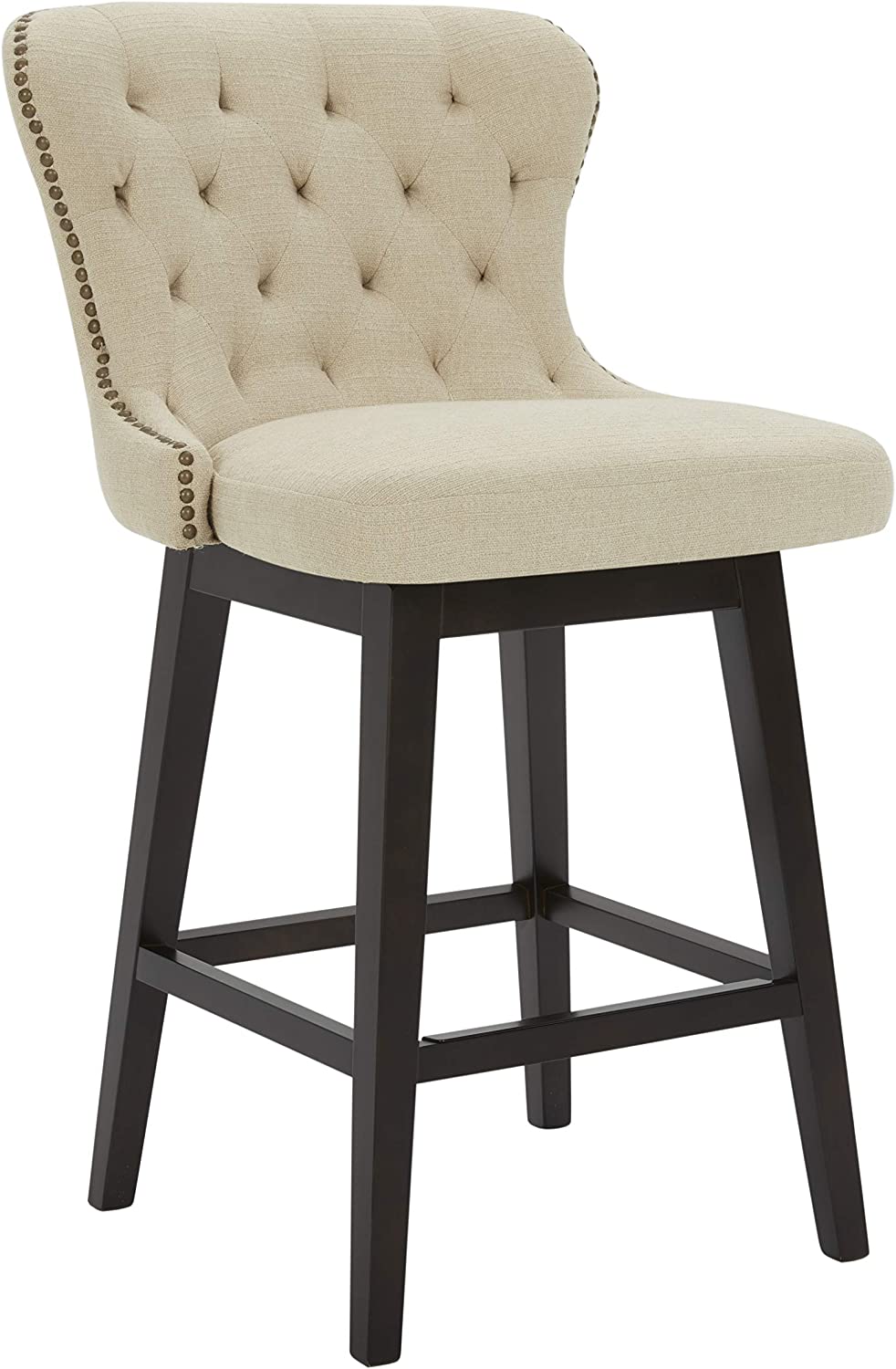 Stone & Beam Morgan Memory-Swivel Counter-Height Barstool, 38.2"H, Hemp-$180