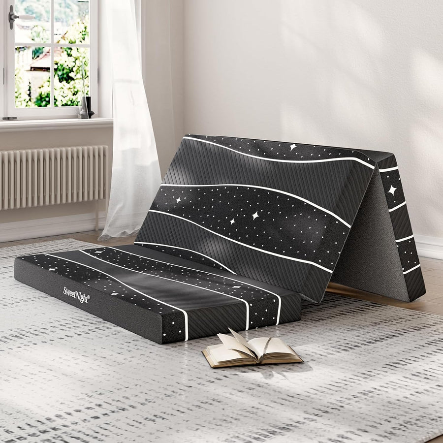 Sweetnight Tri-fold Mattress - 4 Inch Dual-layer Foam Folding Mattress（Twin XL）- $50