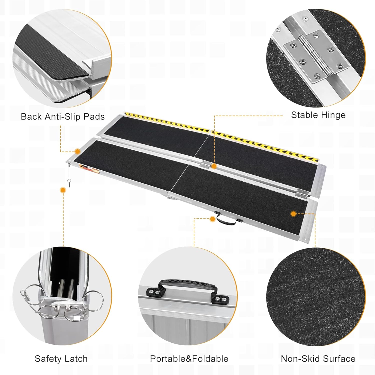 ORFORD Non Skid Wheelchair Ramp 6FT, Threshold Ramp with Slip-Resistant Surface - $140