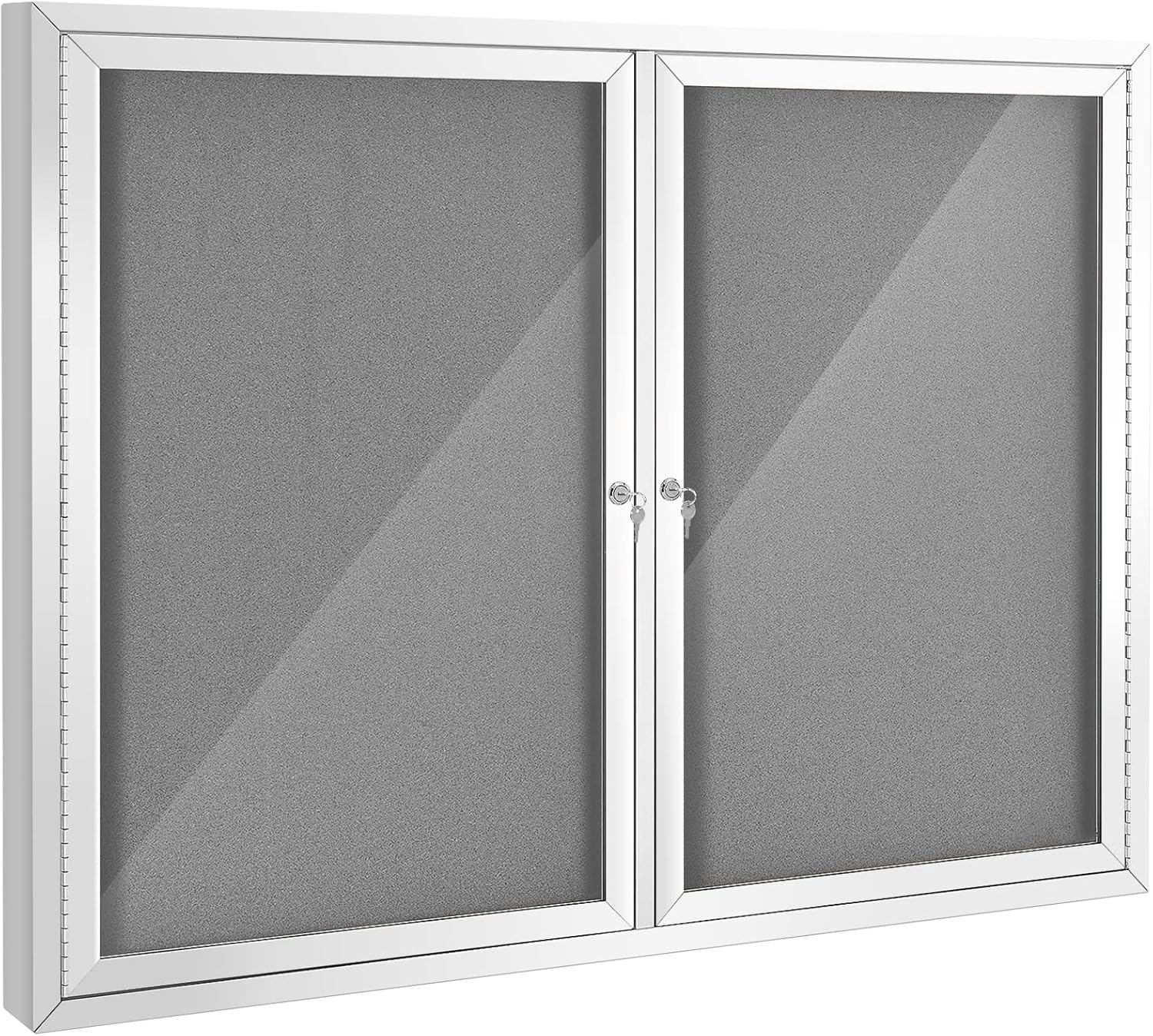 Swansea Weather Resistant Enclosed Bulletin Board Gray Fabric Displays Boards - $240