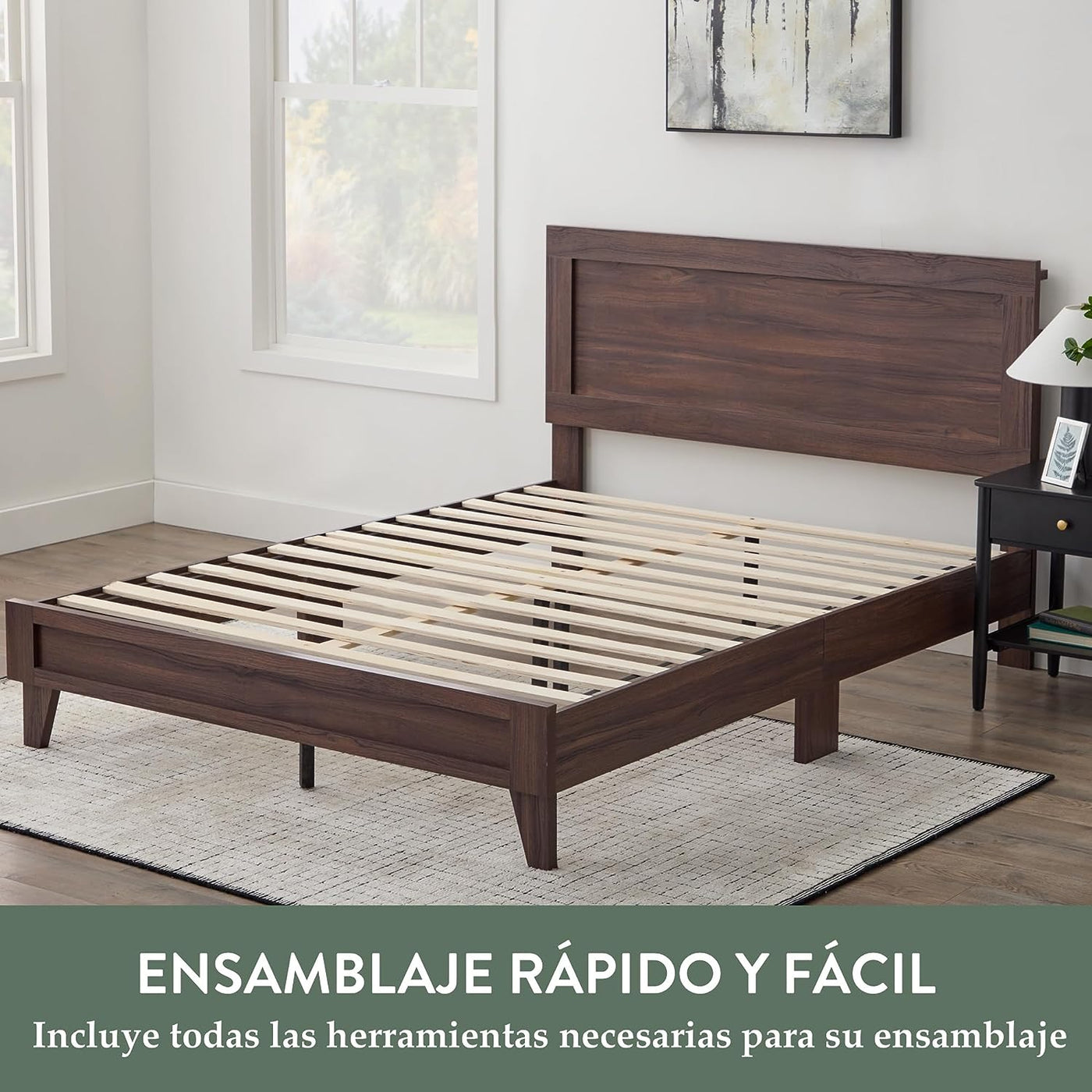 Edenbrook Delta Queen Bed Frame with Headboard, Mahogany- $155
