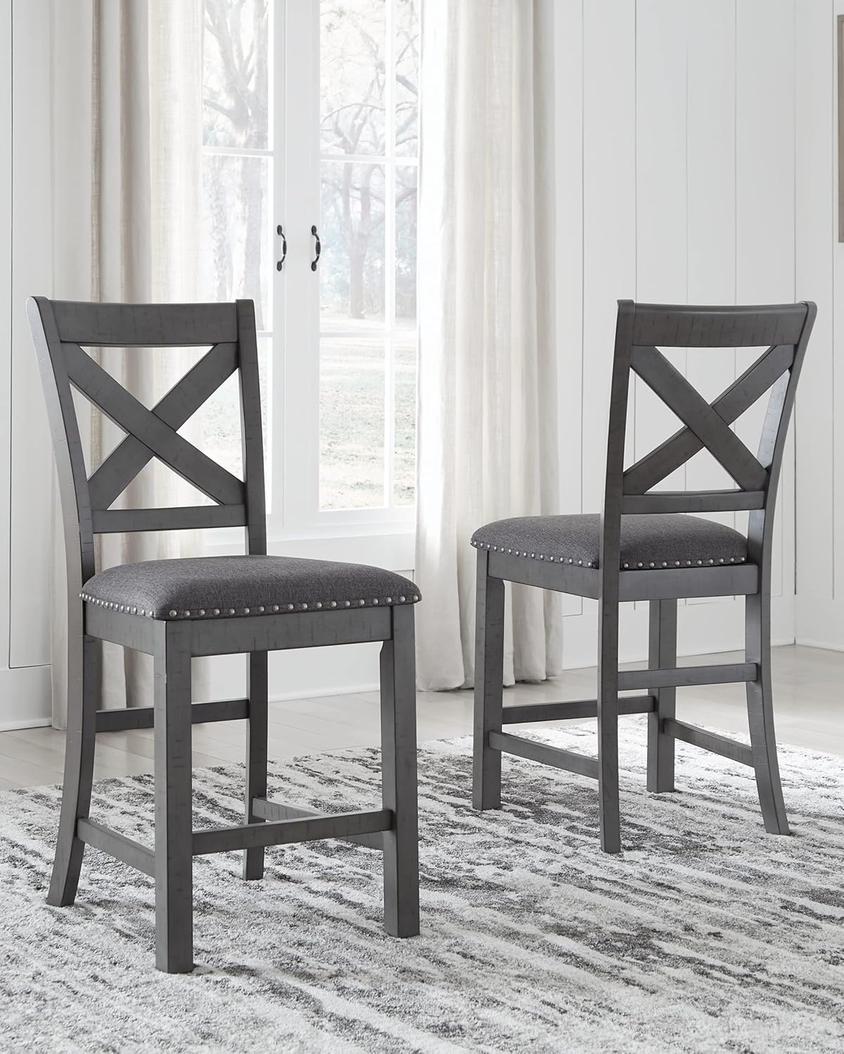 Signature Design Modern Farmhouse 25" Counter Height Upholstered Barstool - $120