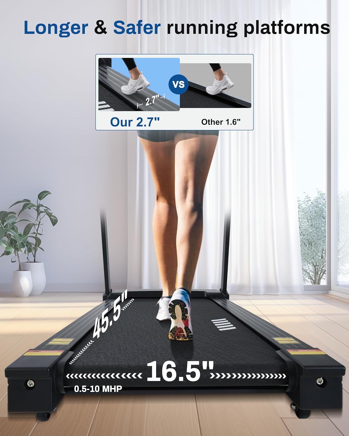 Auto Incline Treadmill - 300+ LBS Capacity 3.5HP Folding Treadmills - $280
