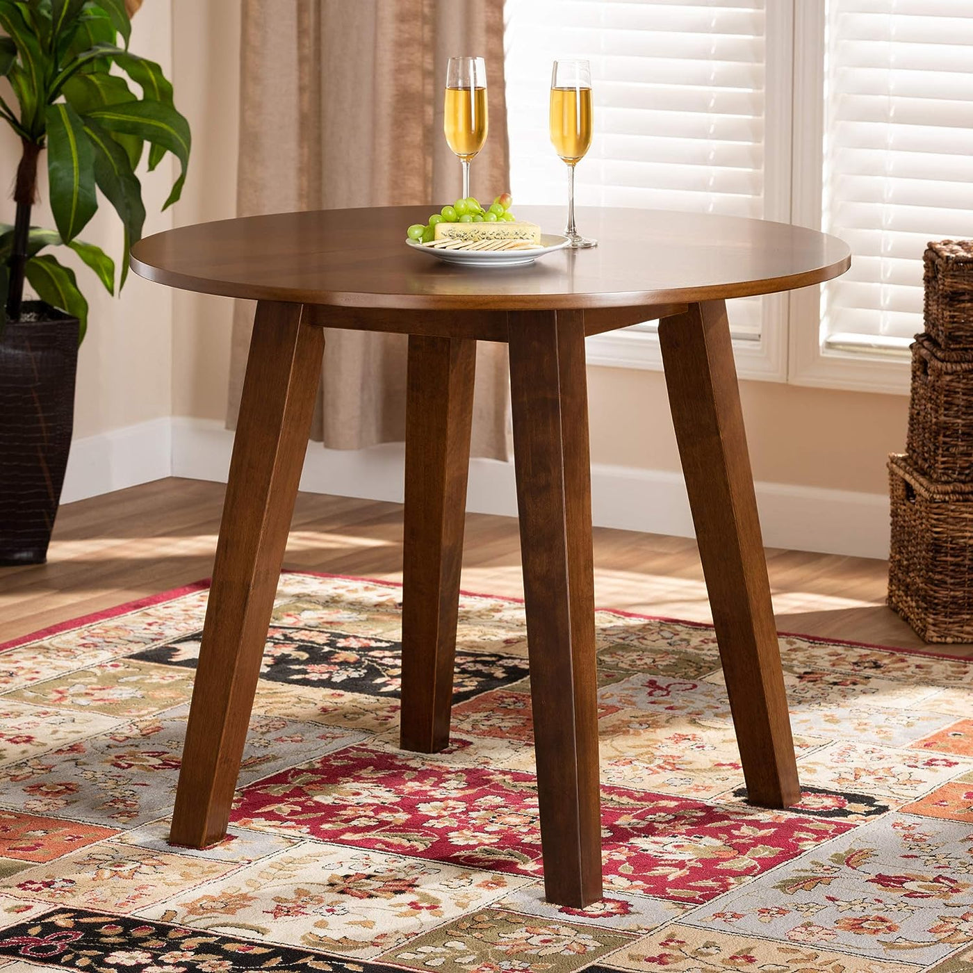 Baxton Studio Ela Walnut Brown Finished 35-Inch-Wide Round Wood Dining Table - $100