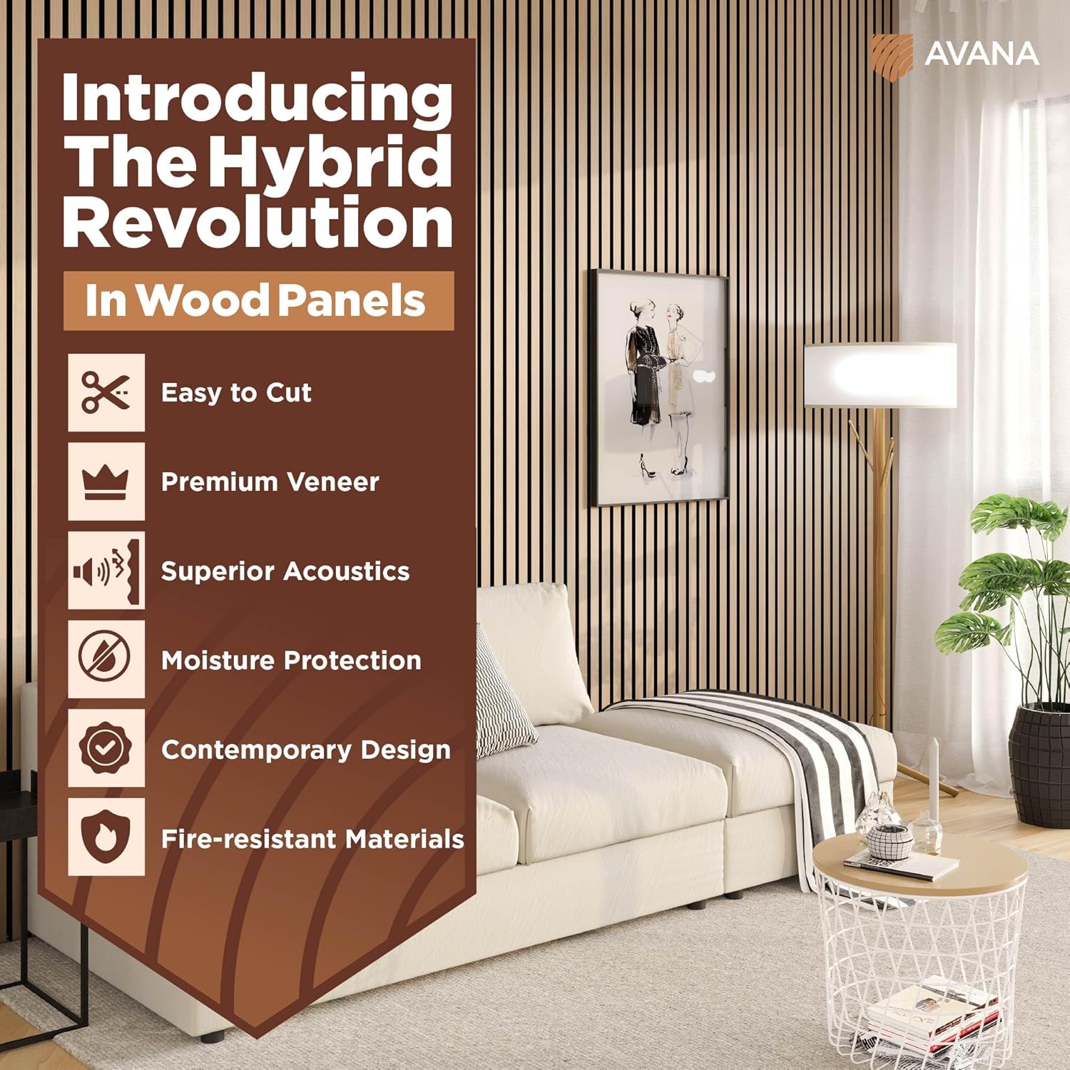 Avana Acoustic Wood Wall Panels – 94.4 x 12.6 Inch White Oak Acoustic Panels 4 PCs - $115