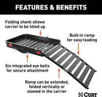 CURT 18112 50 x 30-1/2-Inch Black Aluminum Hitch Cargo Carrier with Ramp - $270