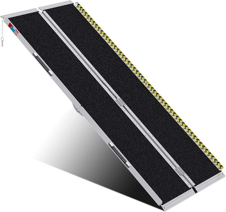 Portable Wheelchair Ramp 7FT, Anti-Slip Aluminum Folding Portable Ramp - $155