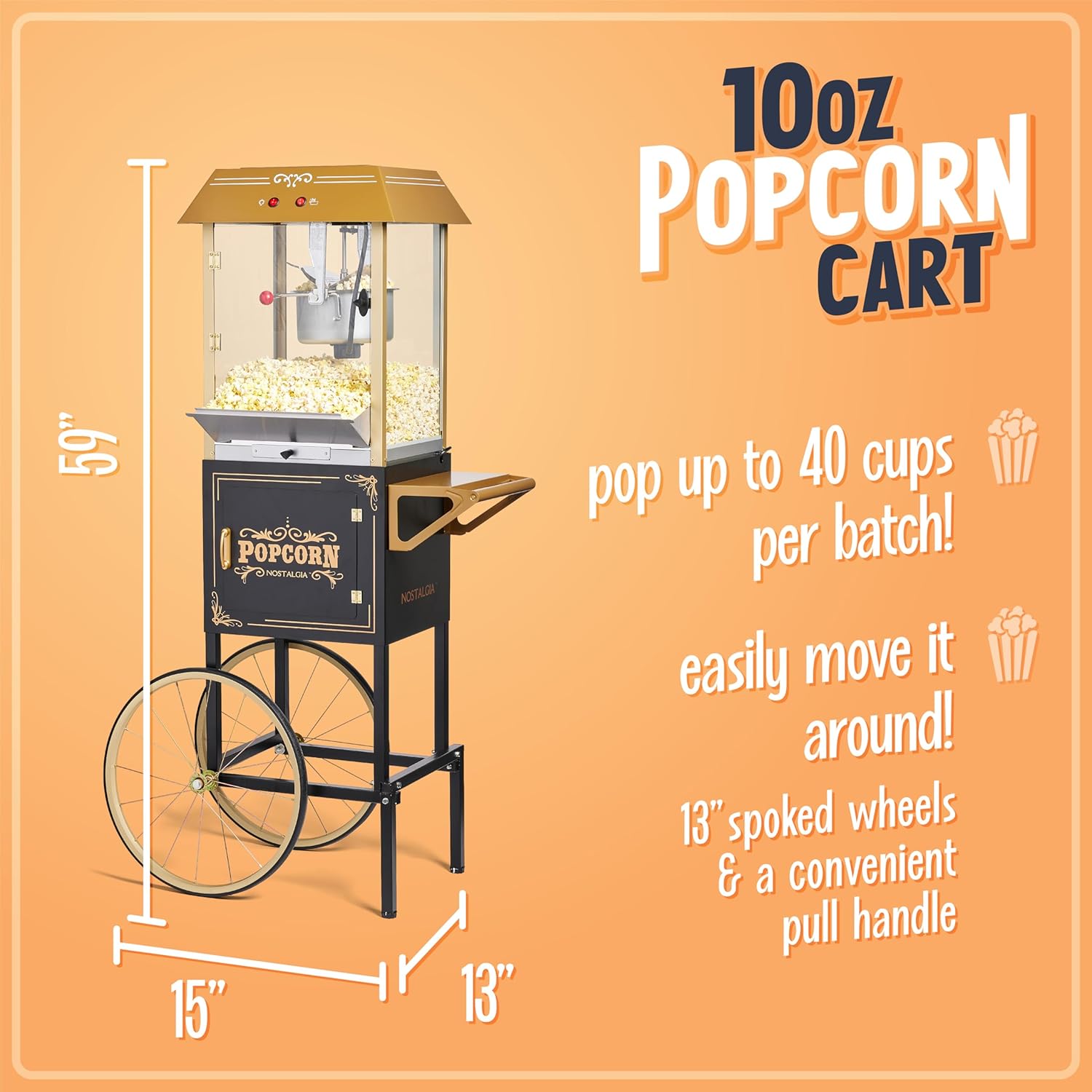 Nostalgia Popcorn Maker Machine - Professional Cart With 10 Oz Kettle - $180