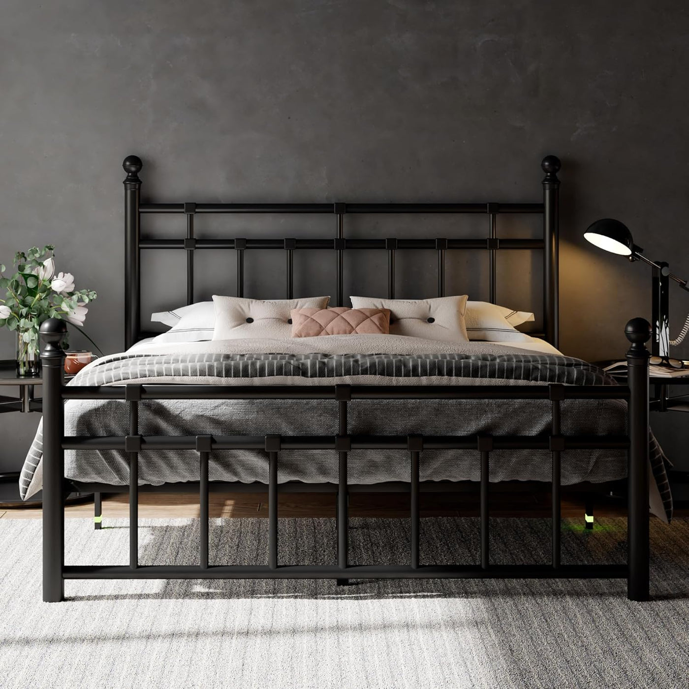 Feonase Full Size Metal Platform Bed Frame with Headboard & Footboard - $80