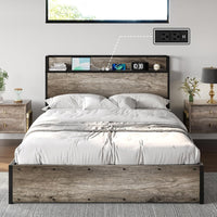 AMERLIFE Full Size Lift Up Storage Bed Frame, Wooden Platform Bed Frame - $155