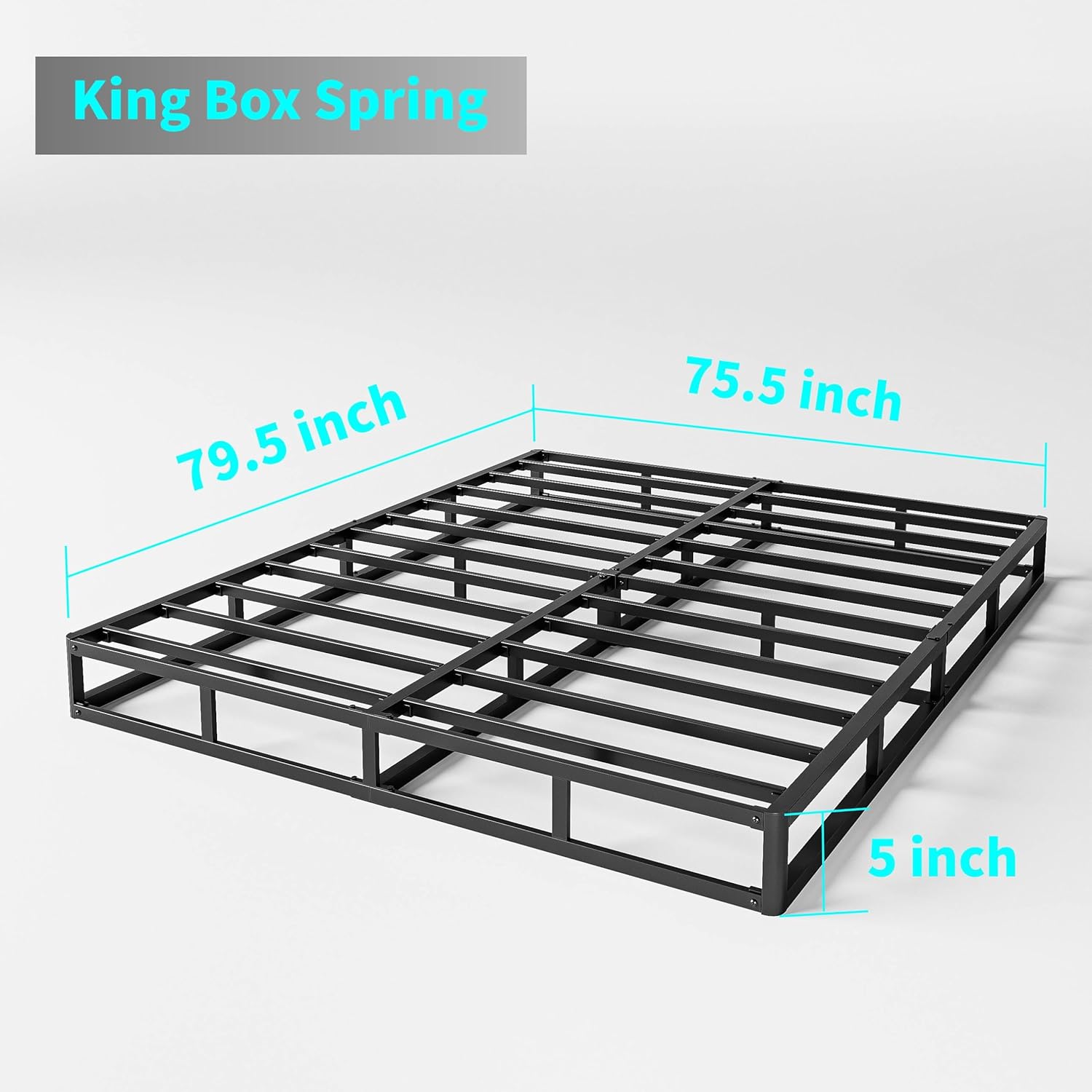 King Box Spring, 5 Inch Low Profile Boxspring for King Bed Strong Metal Frame - $55