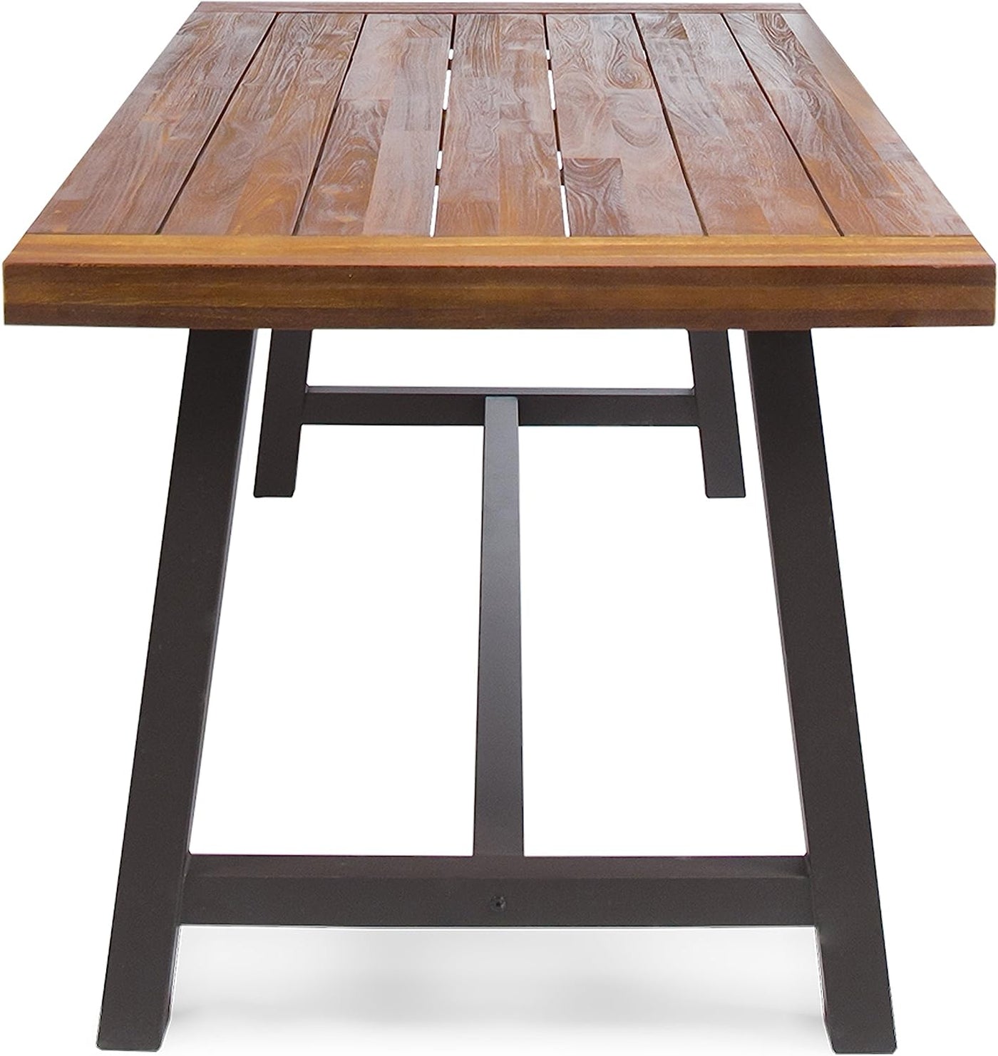 Carlisle Outdoor Dining Table with Iron Legs, Sandblast Finish / Rustic Metal - $145