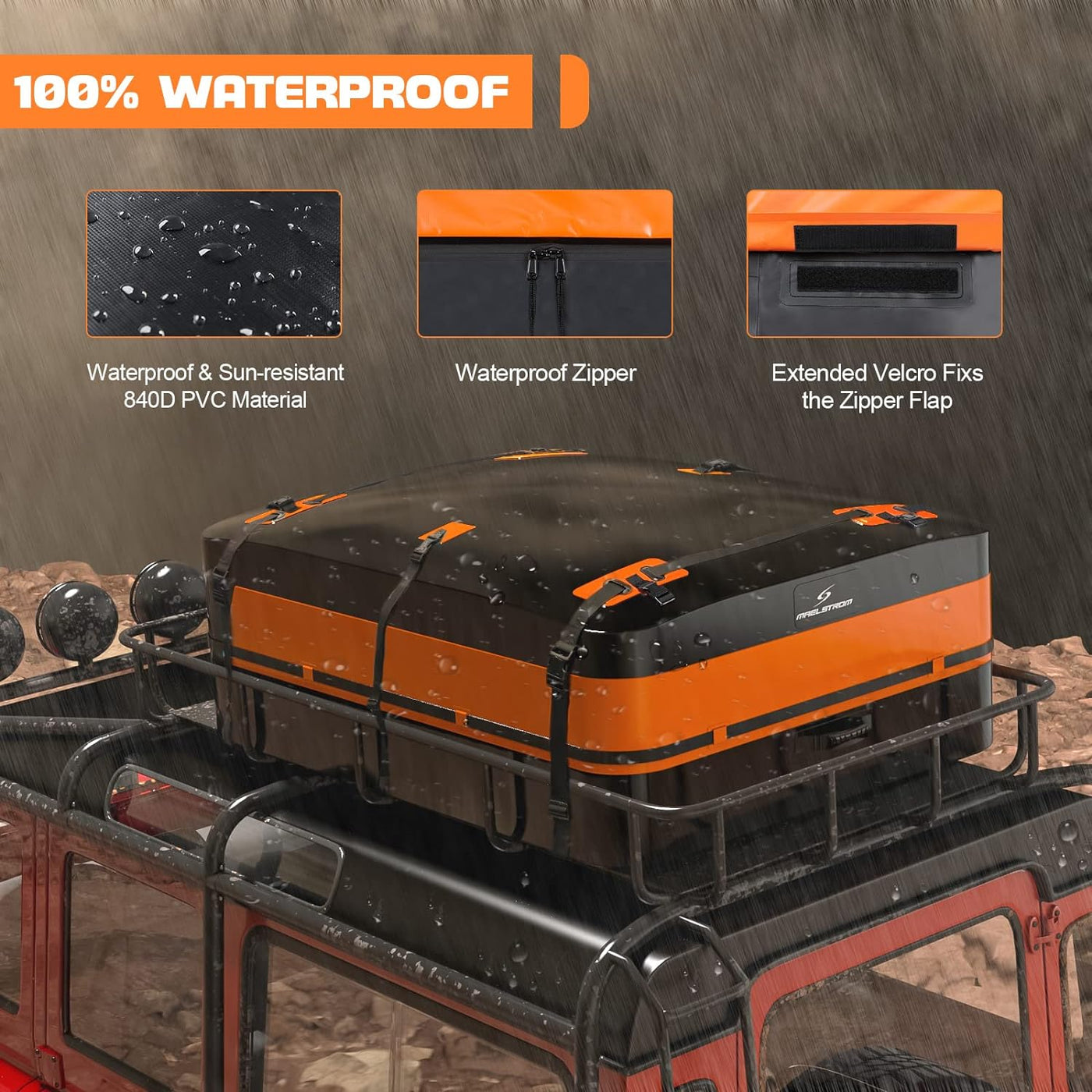Maelstrom Rooftop Cargo Carrier,Car Roof Bag,21 Cubic Feet Waterproof Roof Rack - $50