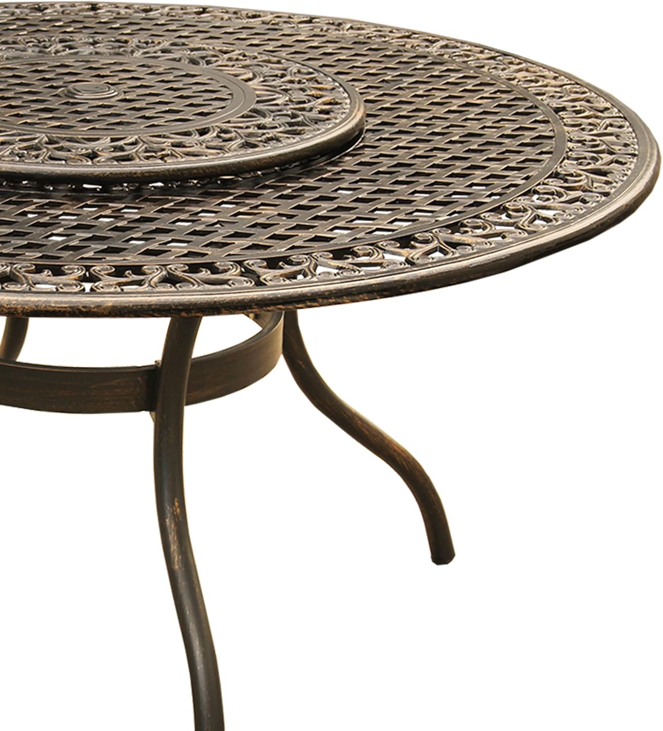 Oakland Living Ornate Mesh Lattice Aluminum 59 inch Bronze Round Dining Table - $295