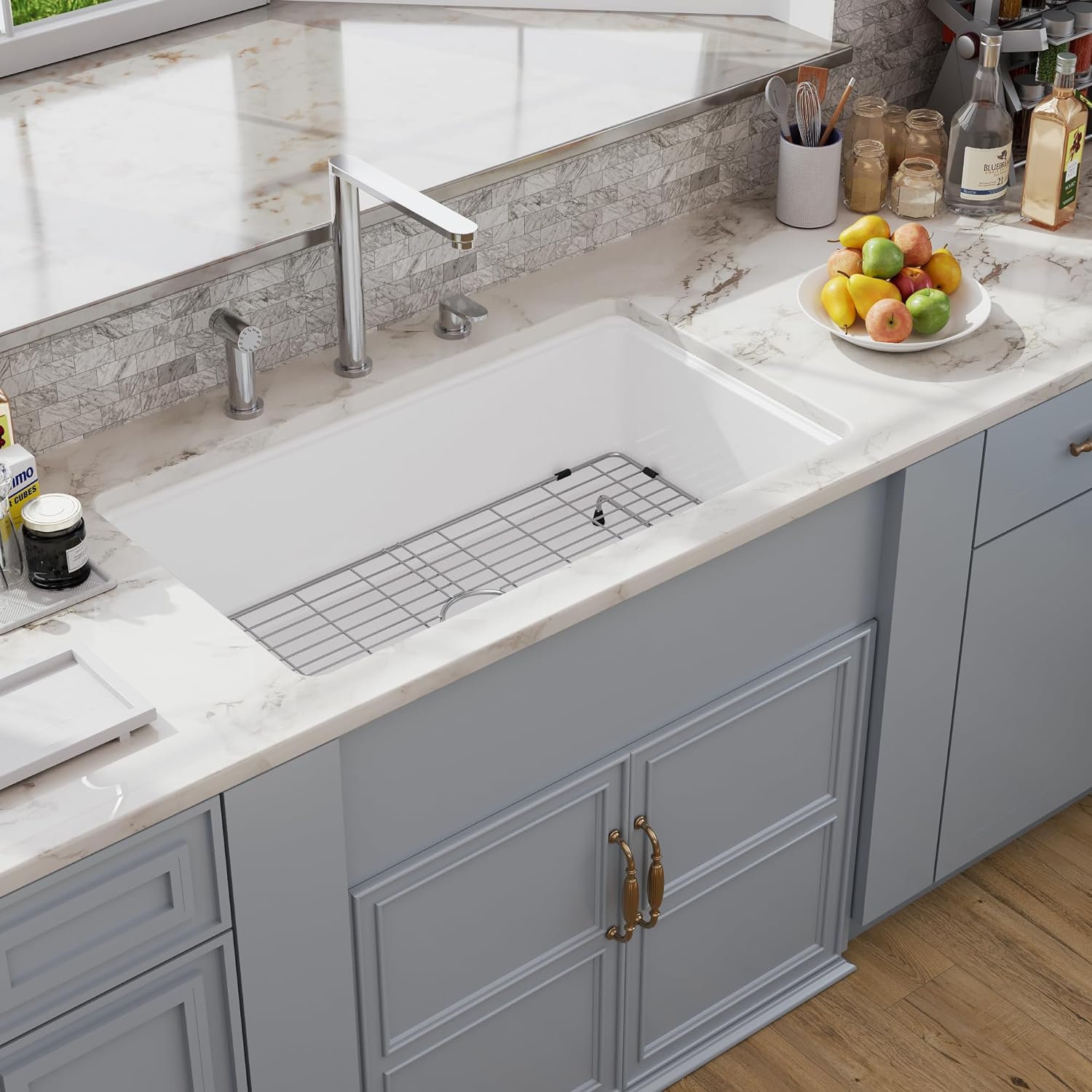 32 White Undermount Kitchen Sink, Hugsleek Topmount & Undermount 32x19 - $160