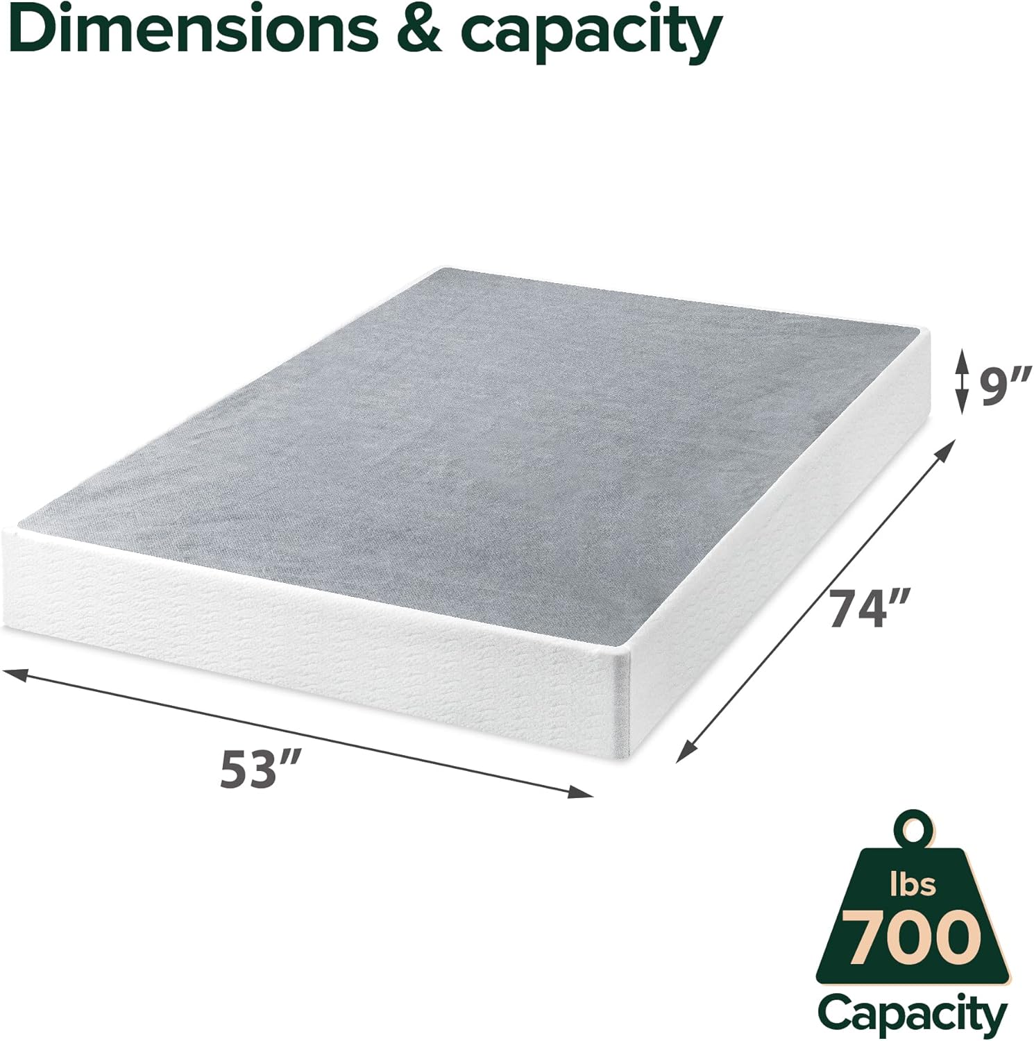 ZINUS 9 Inch Metal Smart Box Spring w/ Quick Assembly, Mattress Foundation, Full