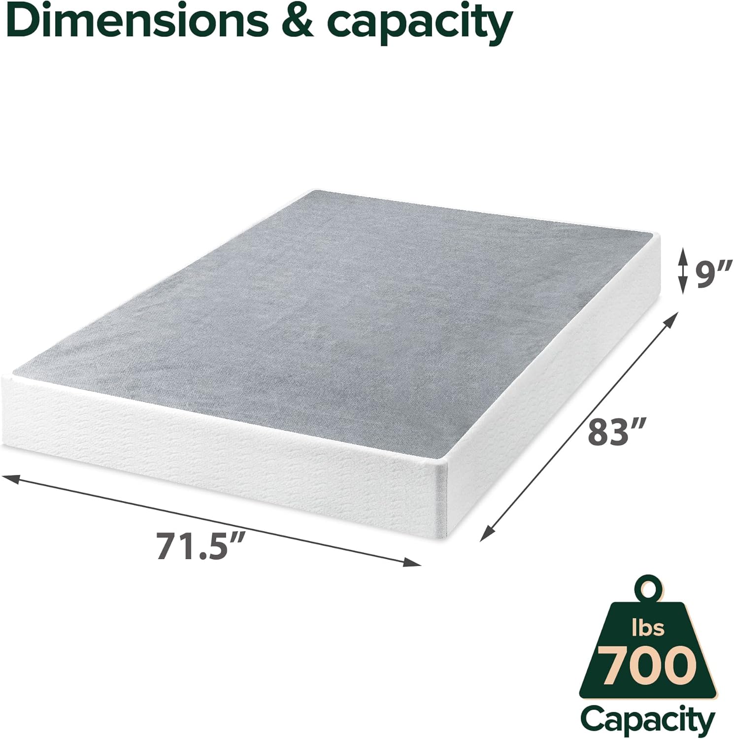 ZINUS 9 Inch Metal Smart Box Spring with Quick Assembly, California King - $95