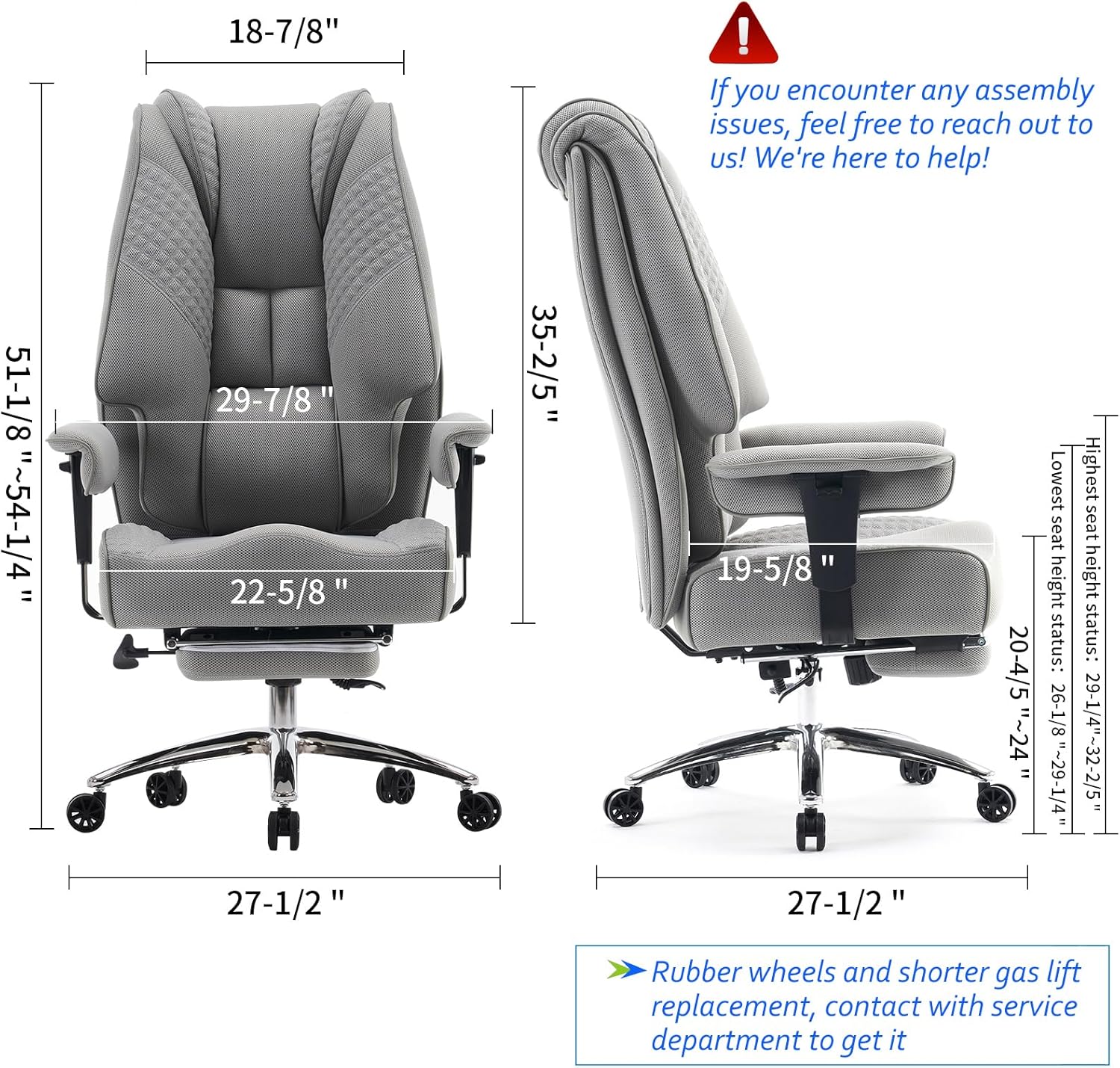 Big and Tall Office Chair 400lbs Wide Seat, Mesh High Back Executive Office Chair - $230