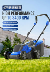 Lawn Mower 40V Brushless 18' Cordless, 5 Cutting Electric Lawn Mower - $140