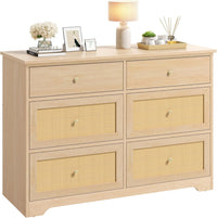 YITAHOME Rattan Dressers & Chests of Drawers，6 Drawer Modern Closet Dresser - $100