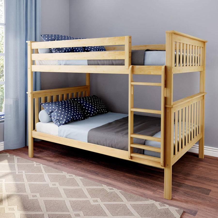 Max & Lily Full Over Full Bunk Bed with Ladder, Solid Wood Platform Bed Frame - $450