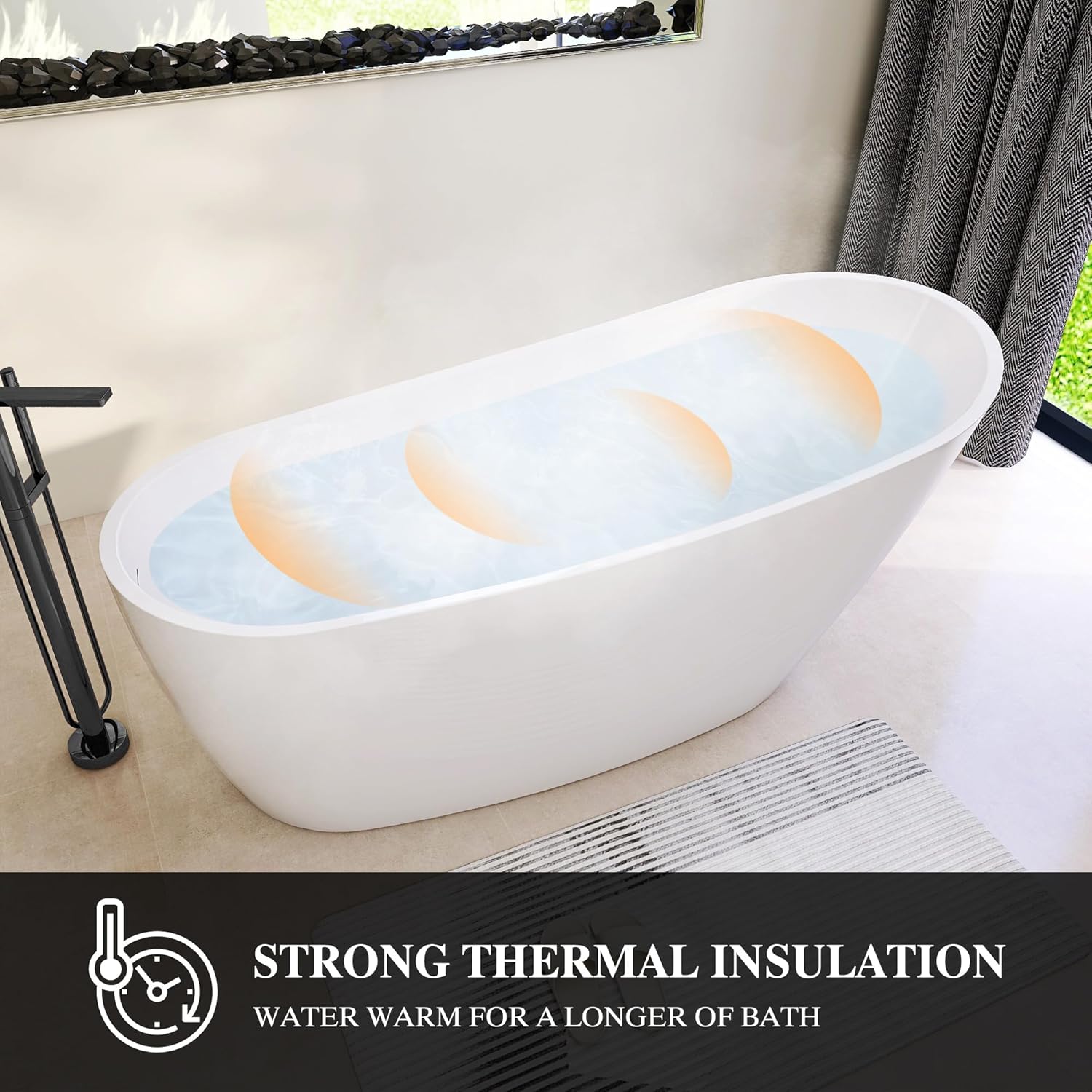 59" High-back Acrylic Freestanding Bathtub, cUPC Certified - $600