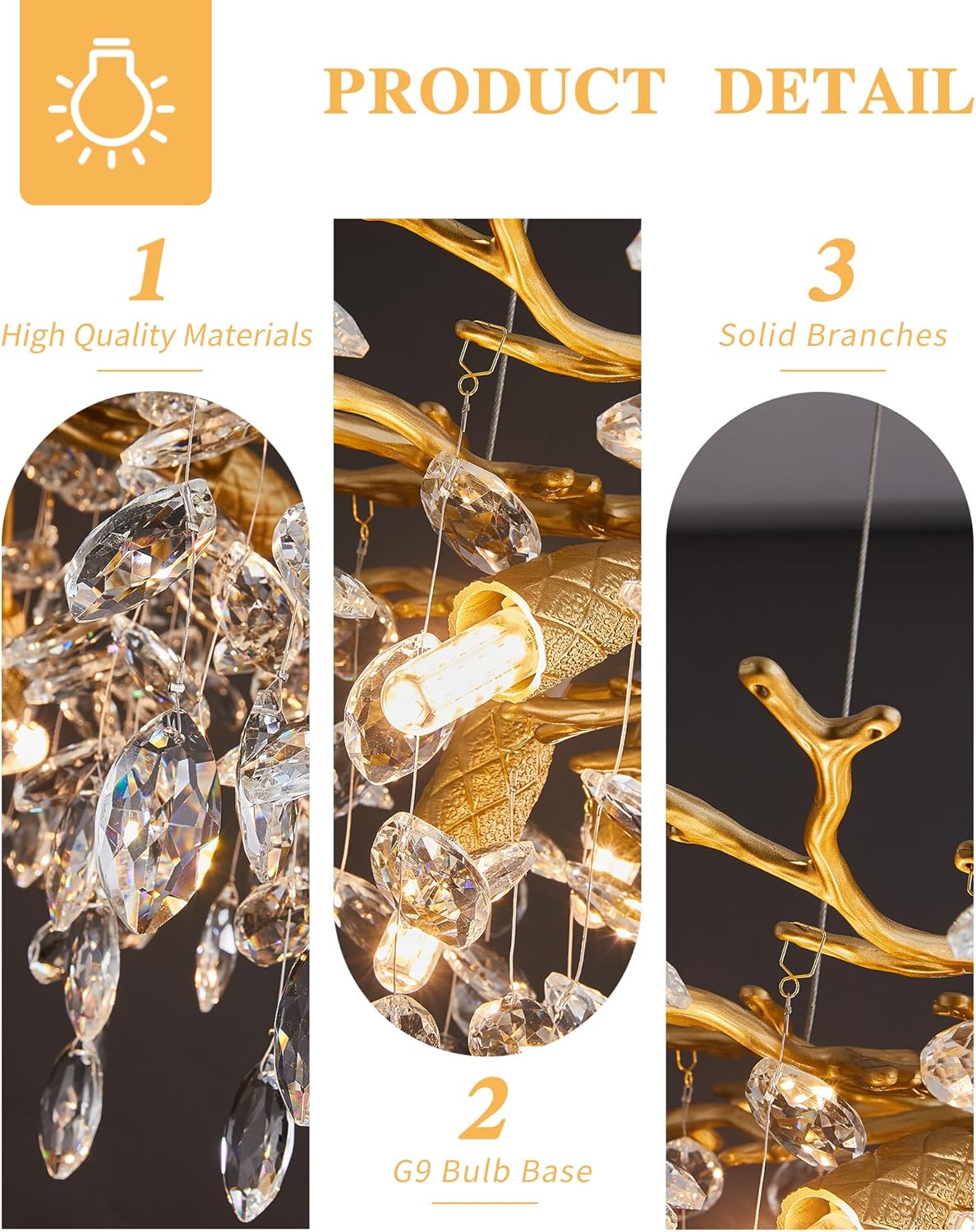 Modern Tree Branch Crystal Chandelier Luxury Gold Crystal Pendant Lighting - $195
