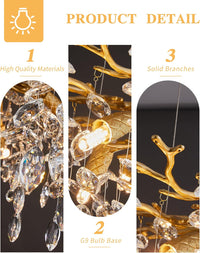Modern Tree Branch Crystal Chandelier Luxury Gold Crystal Pendant Lighting - $195