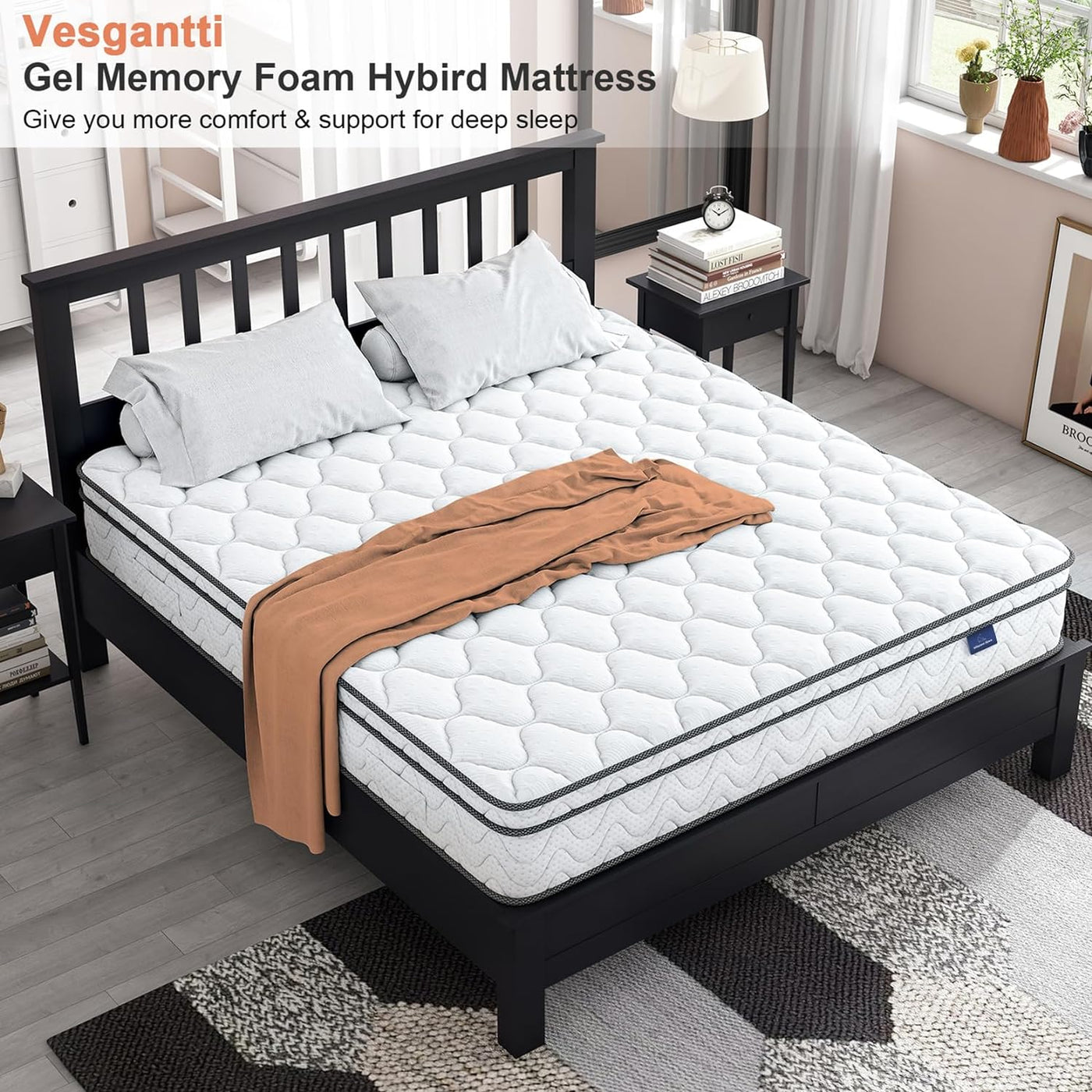 Vesgantti Queen Size Mattress, 12 Inch Hybrid Queen Mattress in a Box - $240