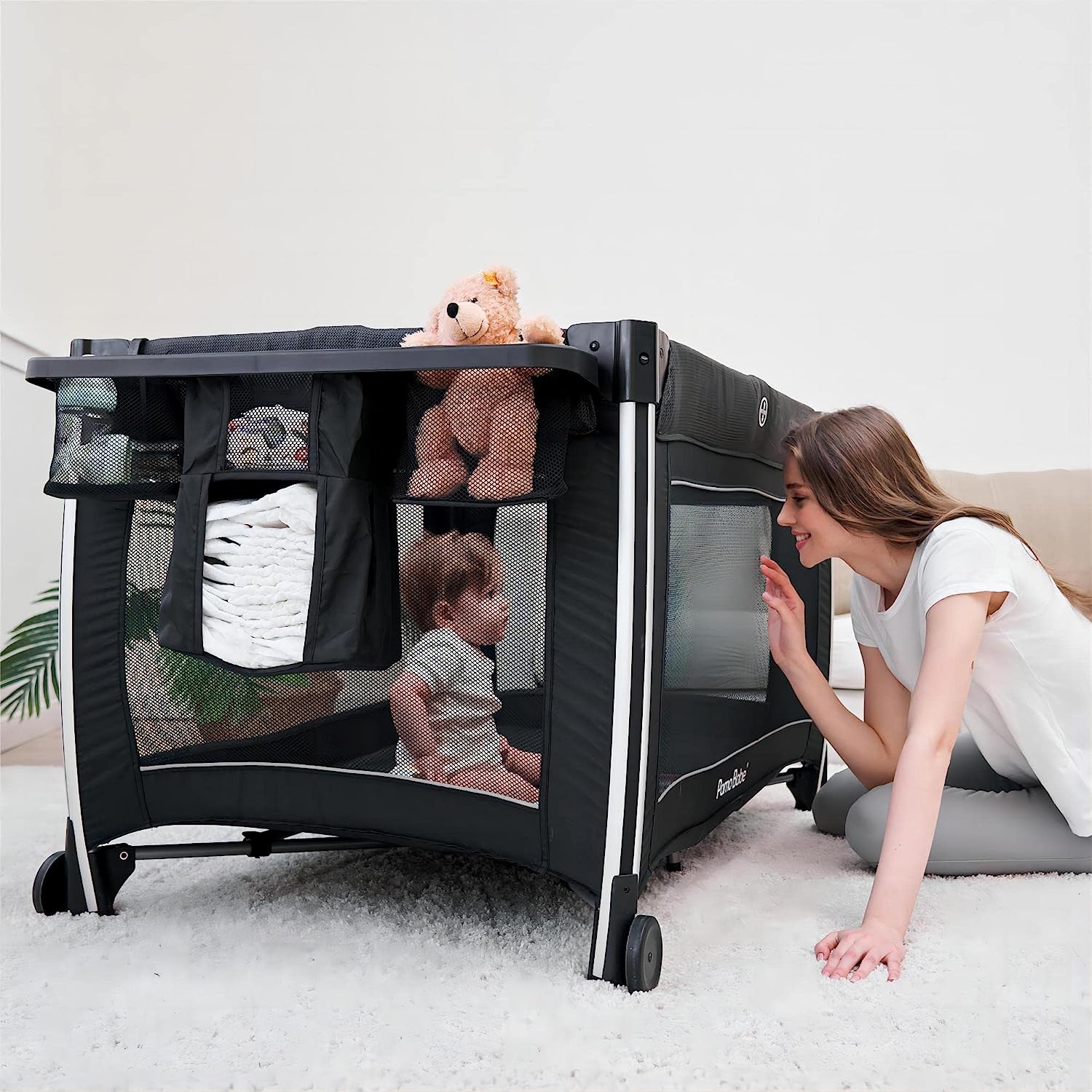 Pamo Babe 4 in 1 Portable Baby Crib Deluxe Nursery Center - $100