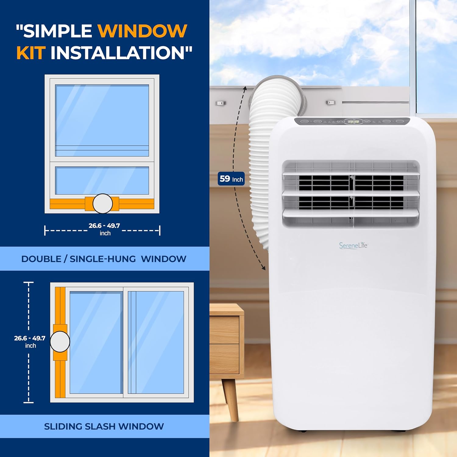 SereneLife Small Air Conditioner Portable 10,000 BTU with Built-in Dehumidifier - $230