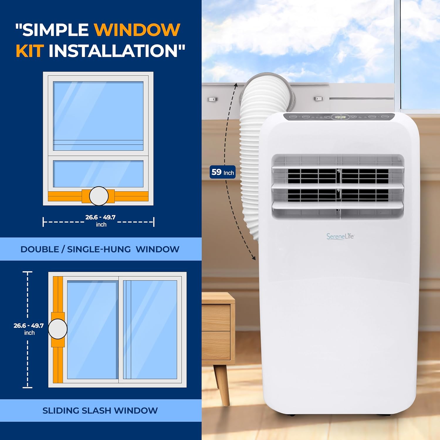 SereneLife Small Air Conditioner Portable 10,000 BTU with Built-in Dehumidifier - $165