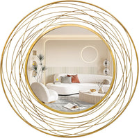 AULESET 39" Gold Art Large Round Mirror with Metal Wire Frame - $60