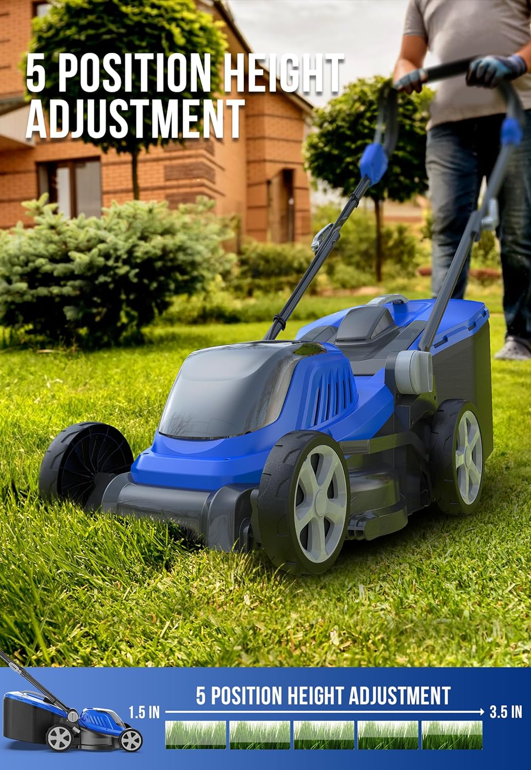 Lawn Mower 40V Brushless 18' Cordless, 5 Cutting Electric Lawn Mower - $140