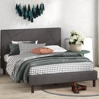 Zinus Judy Upholstered Platform Bed Frame / Mattress Foundation, Queen, Grey - $290
