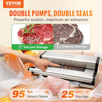 VEVOR Vacuum Sealer Machine, 95Kpa 350W Powerful Dual Pump and Dual Sealing - $195