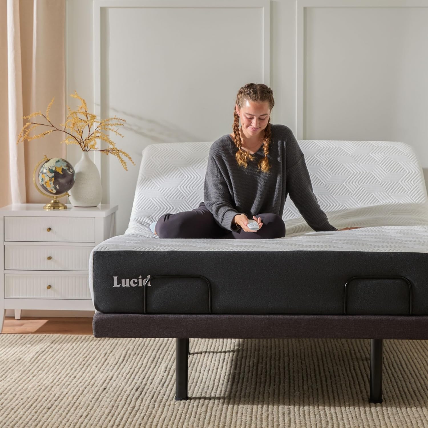 LUCID L300 Adjustable Bed Frame - Head and Foot Incline - USB - Queen Size - $335