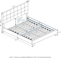 Furinno Laval Button Tufted Upholstered Platform Bed Frame, California King, Glacier - $125