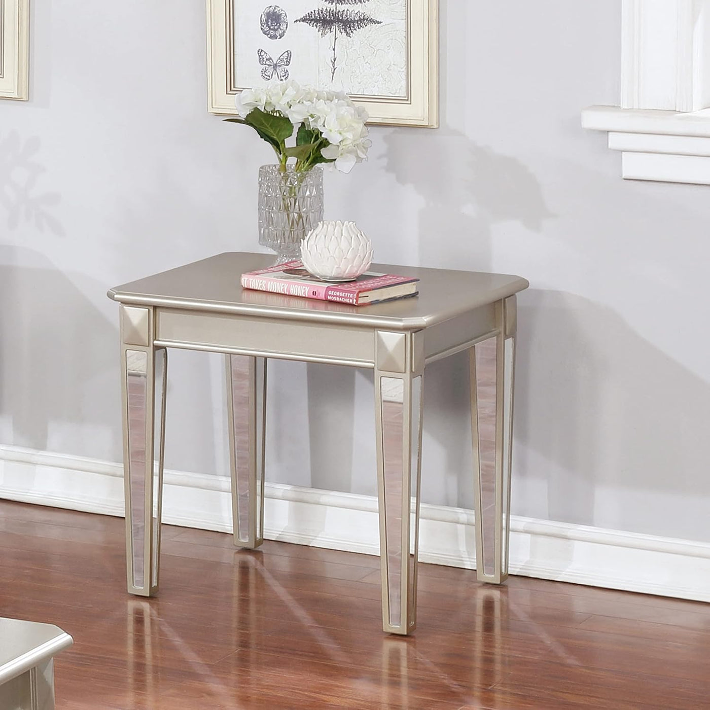 Roundhill Furniture Barent End Table, Champagne - $60