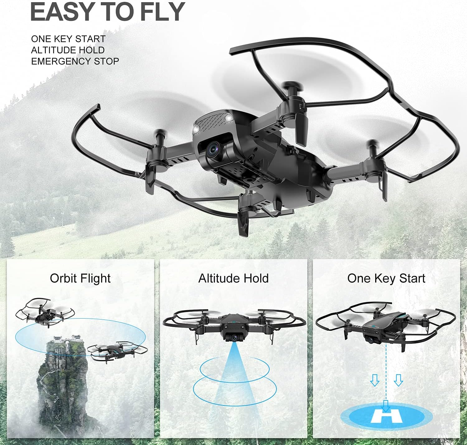 Drone with Camera 1080P for Adults Foldable RC Quadcopter Drone with Altitude Hold - $70