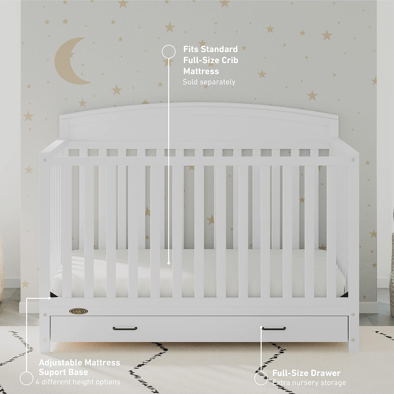 Graco Benton 5-in-1 Convertible Crib with Drawer (White) - $180