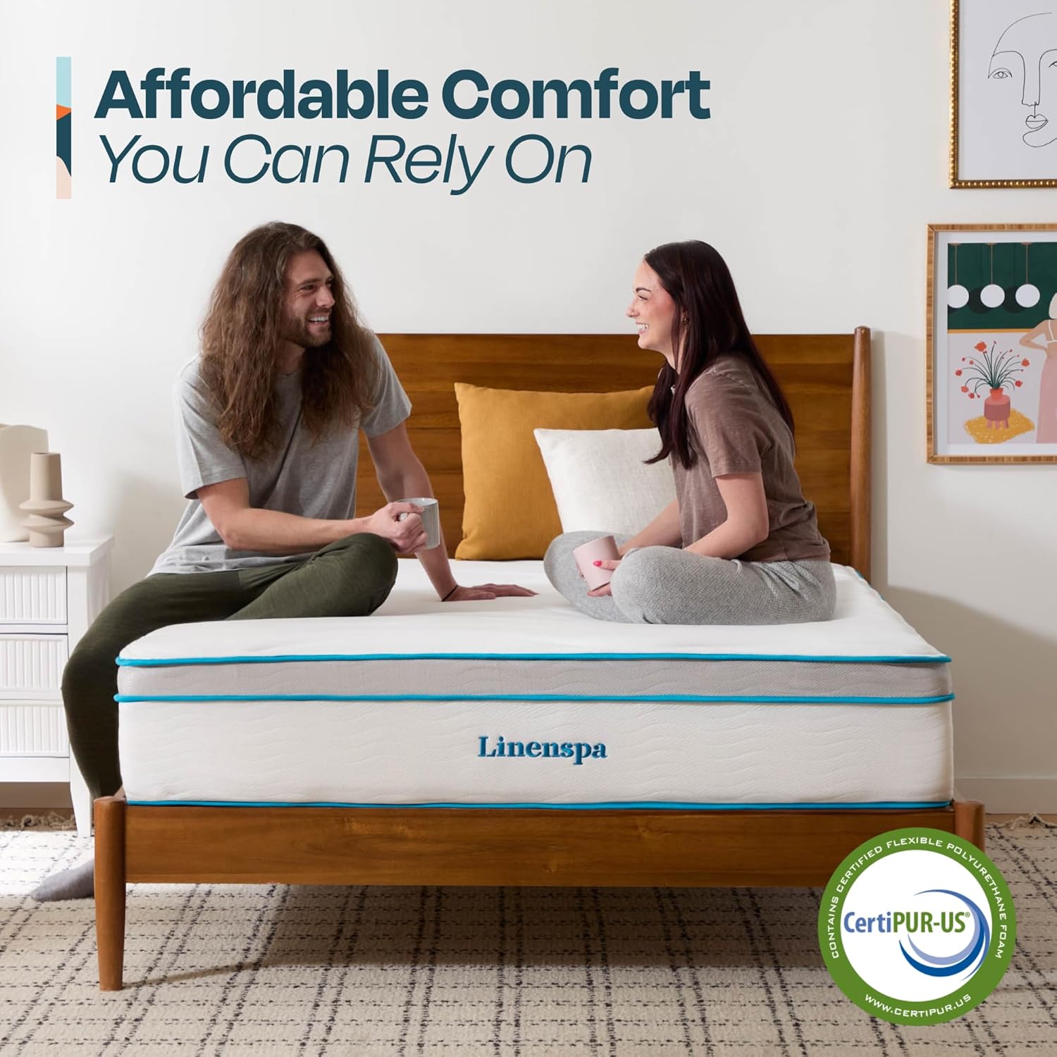 Linenspa 12 Inch Memory Foam and Spring Hybrid Mattress - Queen Size - $210