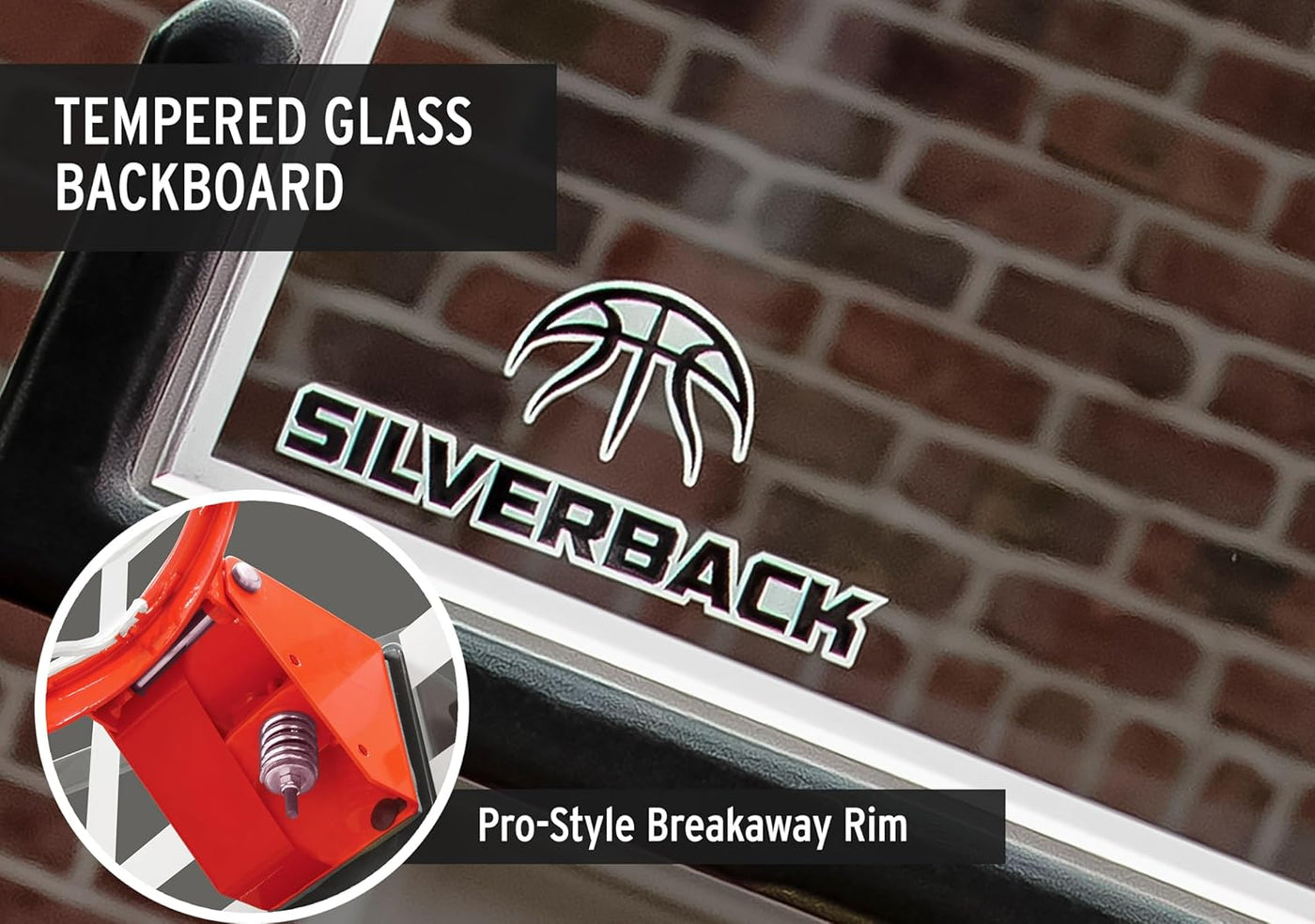 Silverback 54" In-Ground Height Adjustable Basketball System with Tempered Glass - $480