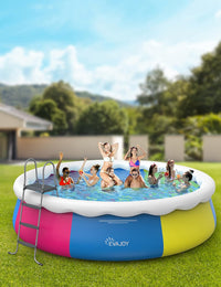 EVAJOY Inflatable Top Ring Swimming Pools 18ft*48in Round Pool Include Filter Pump - $190