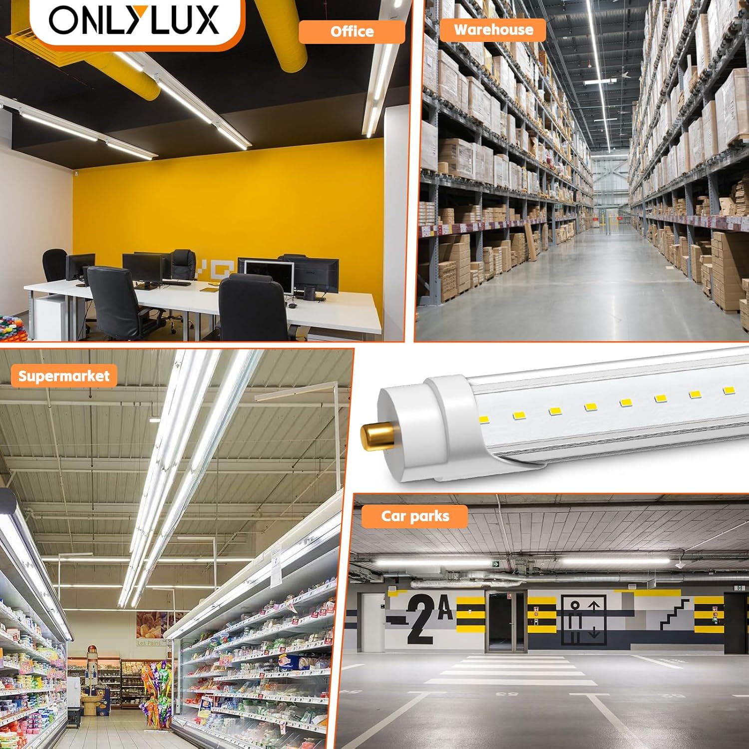 8 Foot Led Lights, T8 96" 45Watt FA8 Single Pin LED Shop Lights 5850LM - $95