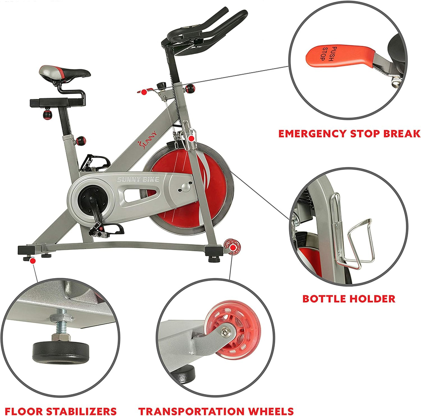 Sunny Health & Fitness Pro Cycling Stationary Bike, 40 LB Flywheel - $130