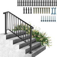 VEVOR Handrail for Outdoor Steps, 4-5 Steps Black Fence Outdoor Handrail - $95